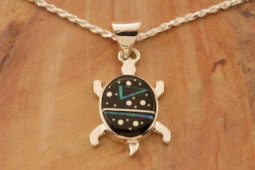 Calvin Begay Night Sky Design Sterling Silver Turtle Pendant